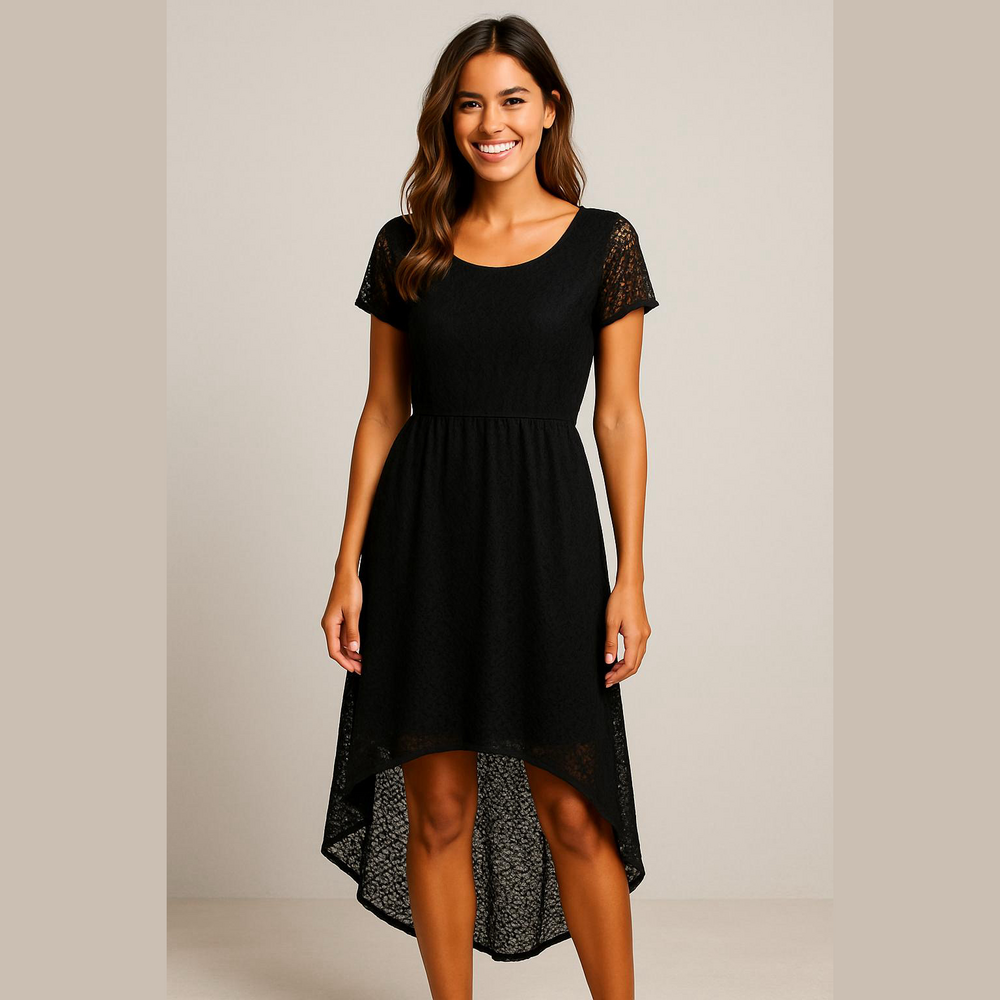 PENNINGTONS X Black Lace Hi-Low Hemline dress